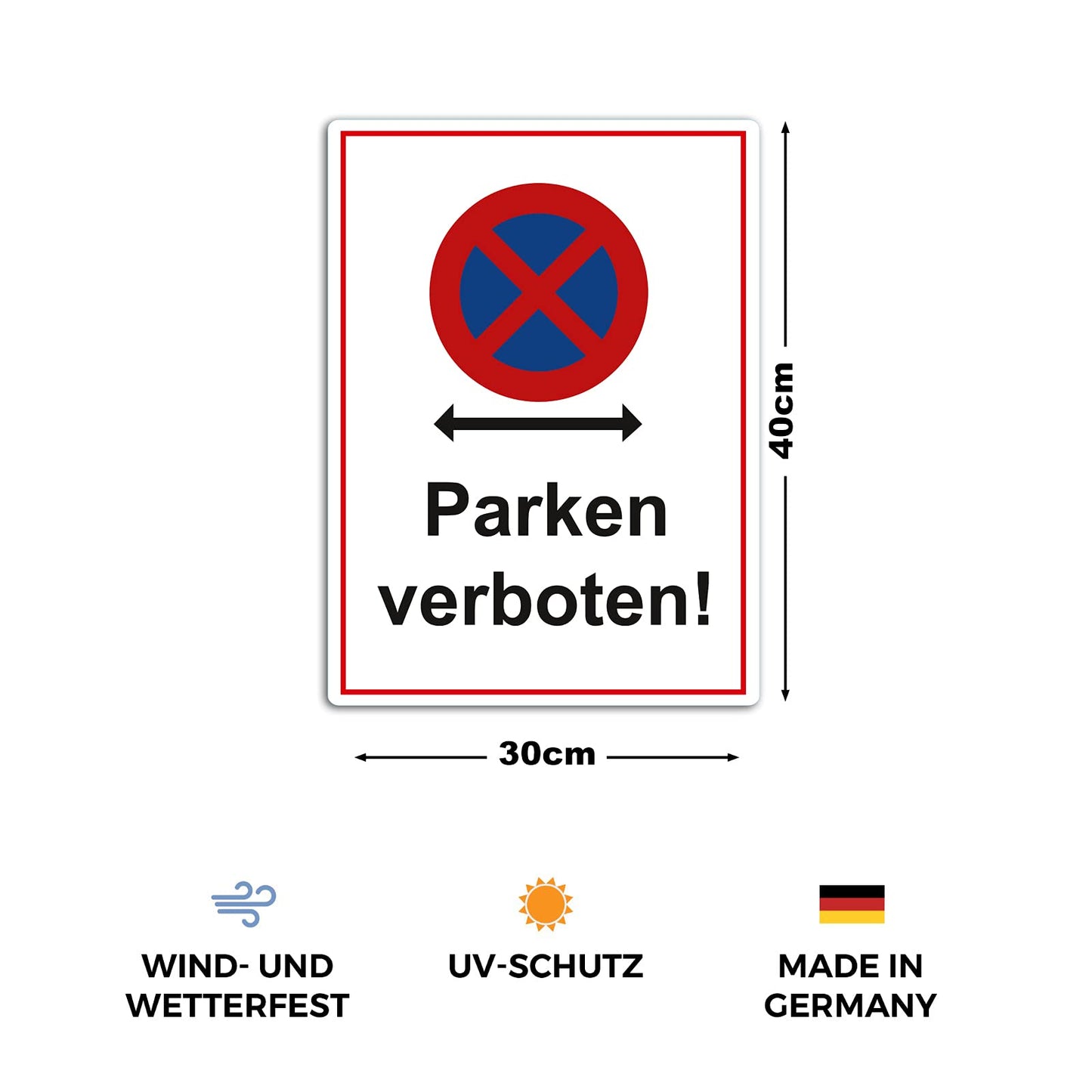 2 Stück XXL Absolutes halteverbot Schild 30 x 40 cm parken verboten aus stabiler PVC Hartschaumplatte 5 mm Parkplatzschild mit UV-Schutz von STROBO