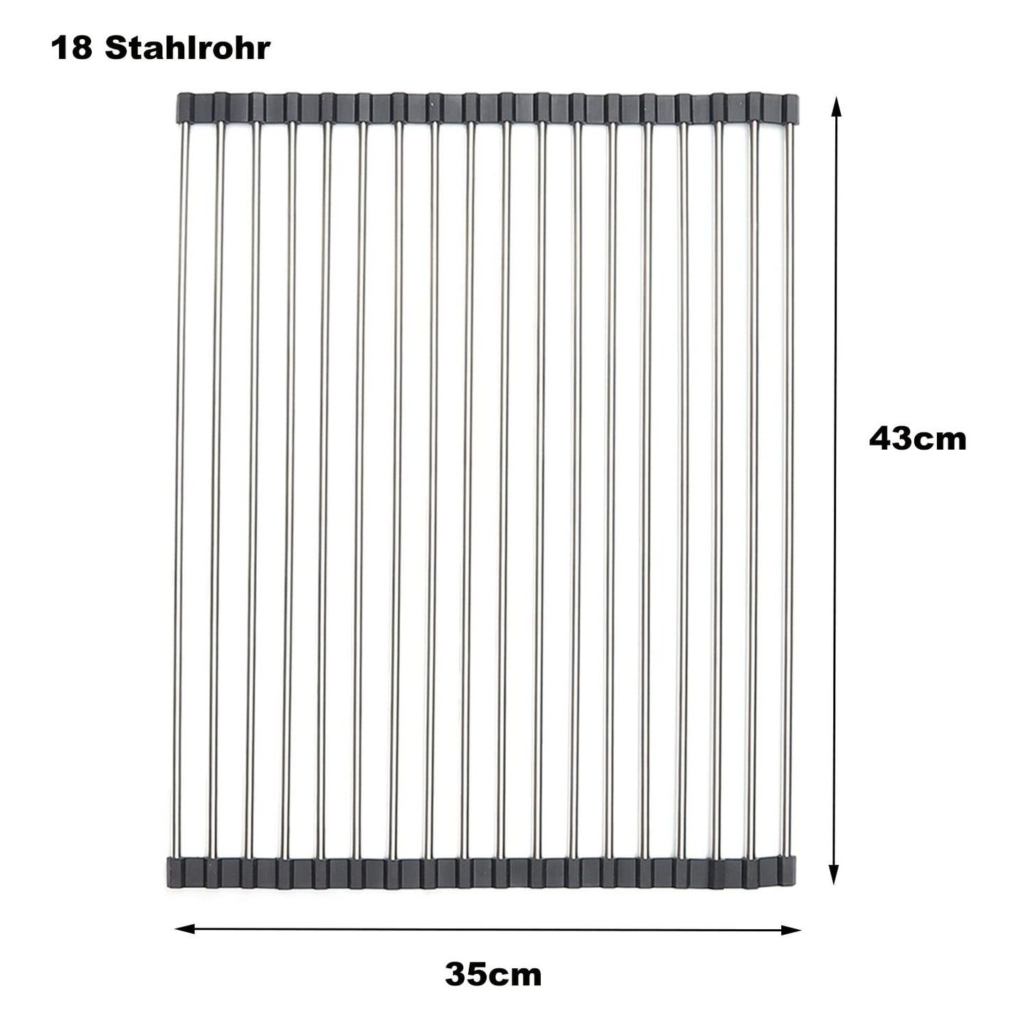 ViWaVee Abtropfgestell Geschirr, Faltbare und Abnehmbare Geschirrabtropfgestell über Dem Spülbecken, Abtropfmatte, Abtropfgitter spüle für Tassen, Obst, Gemüse, Super Küchen Organizer (Schwarz(43*35))