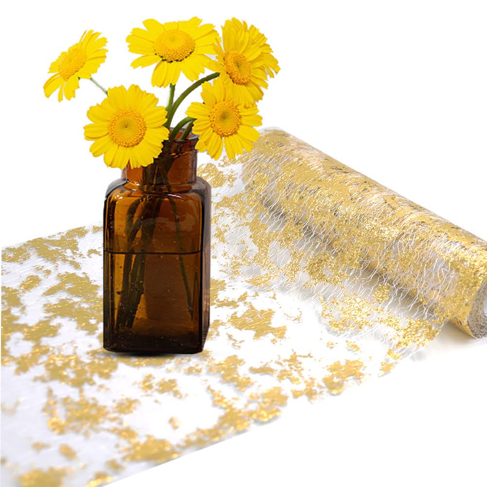 5M x 28CM Tischläufer Gold Tischband Glänzend Goldene für Partys Hochzeit Geburtstage Weihnachten Tischdeko
