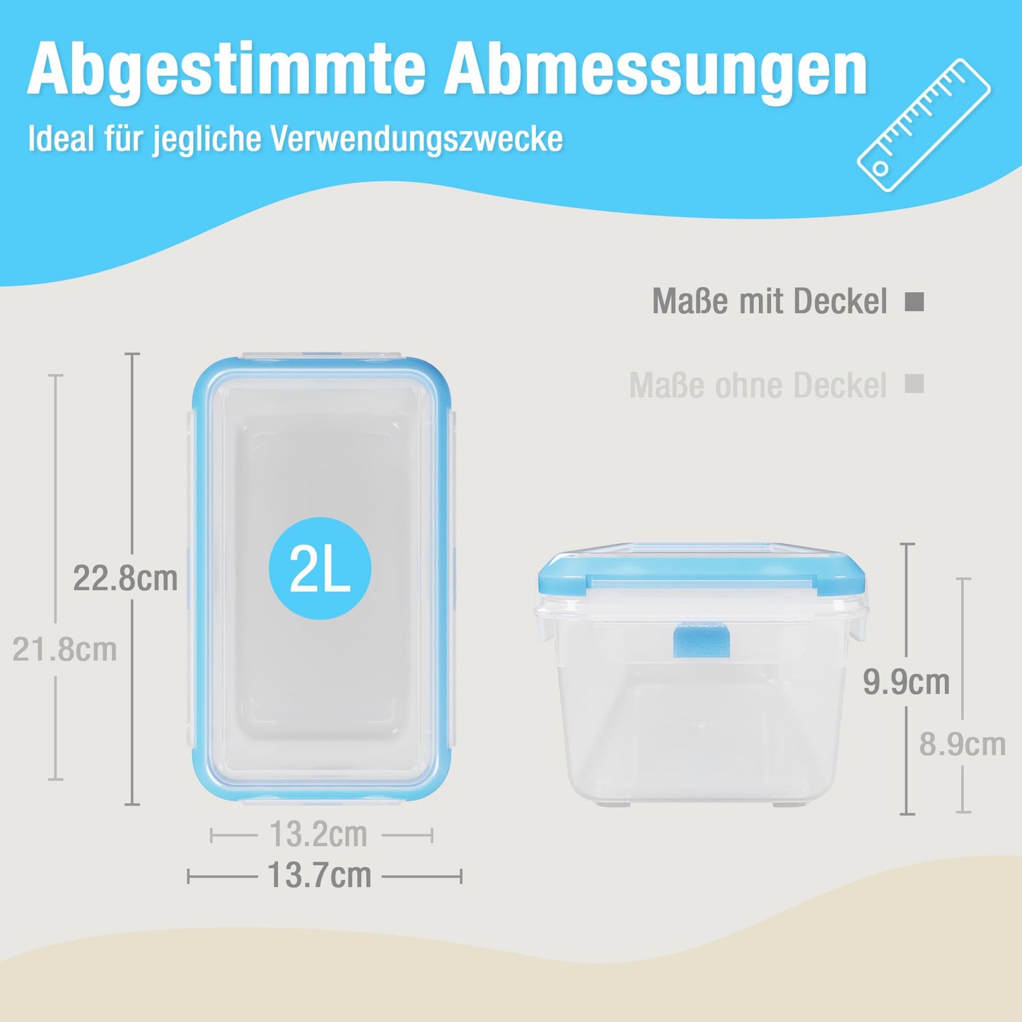 ATHLON TOOLS 4x 2L Frischhaltedosen-Set in Gastro-Qualität - 100% luftdicht und auslaufsicher -40 bis +100 Grad - für alle Lebensmittel - BPA-frei - Vorratsdosen für Kühlschrank [MADE IN EU]