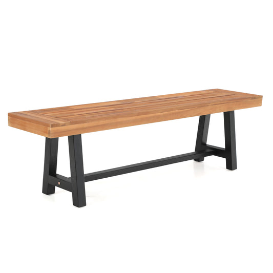 MFSTUDIO Gartenbank Wetterfest 3 Sitzer, 100% Akazienholz Parkbank, Oberfläche Vorbehandelt mit Öl, Outdoor Garten Terrasse Park Balkon Sitzbank, Farbe Teak (1)