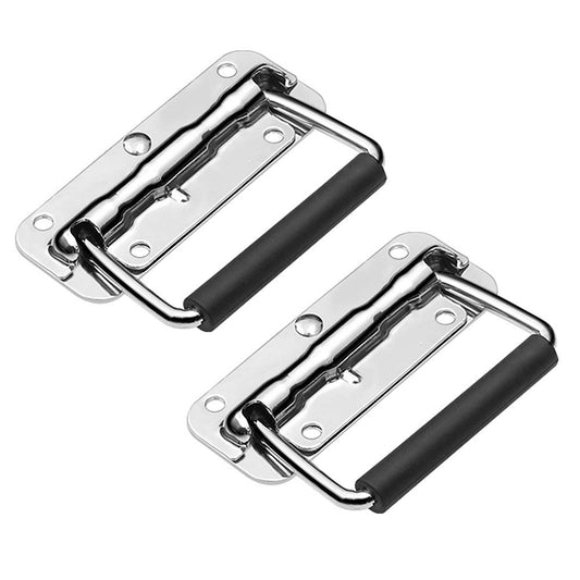 Gobesty 2 Stück klappgriff, Hardware Boxen Gefedert kistengriff, Silber Griffe Griff Tragegriff für Toolbox Tür (110mm)