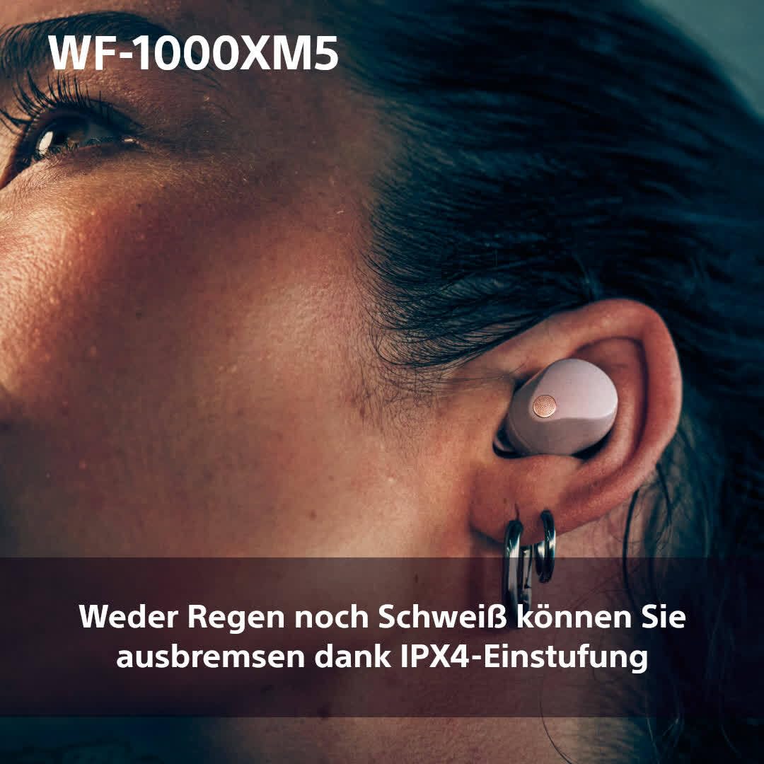 Sony WF-1000XM5 Kabellose Noise Cancelling Kopfhörer, Bluetooth, In-Ear-Kopfhörer, Mikrofon, bis zu 24 Stunden Akkulaufzeit, Schnellladefunktion, IPX4, iOS & Android kompatibel - Schwarz, klein