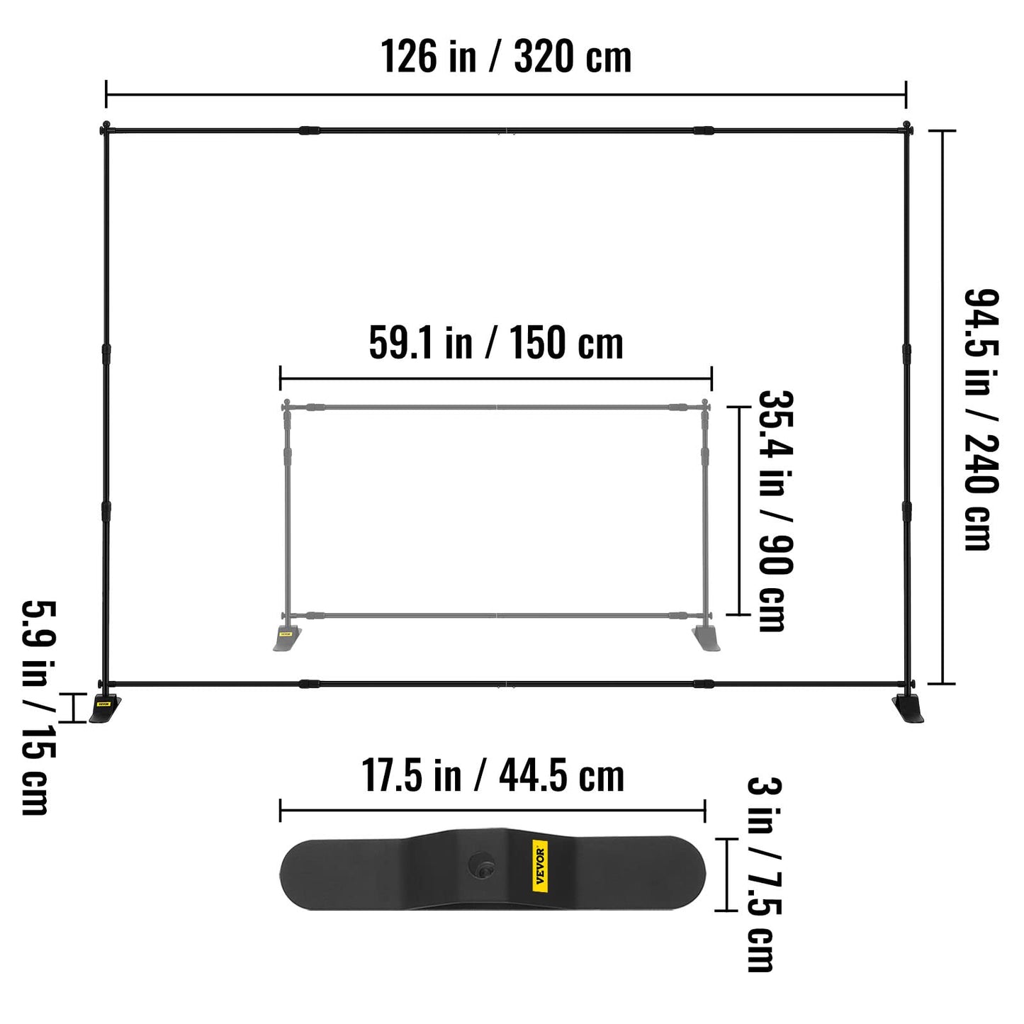BuoQua Hintergrund Ständer 2.4 x 3m, Fotohintergrund Ständer Verstellbarer Fotostudio Background 10 x 8 Ft, Banner Ständer Set und Tragetasche 10 Zoll