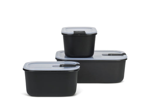 Mepal – Frischhaltedosen set 3-teilig EasyClip – Schüssel mit Deckel & Klickverschluss – Geeignet für Mikrowelle, Dampfgarer, Kühl- und Gefrierschrank – 2 x 450 ml + 1000 ml – Nordic black