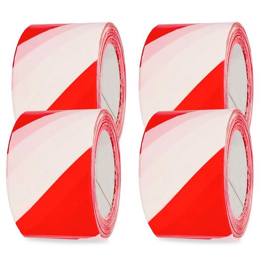 Amig - 4-er Set Absperrband | Hergestellt aus Niederdruck-Polyethylen LDPE | Maße: 200 m Länge x 70 mm Breite | Signalband zur Abgrenzung von Sicherheitsbereichen | Farbe: Rot und Weiß