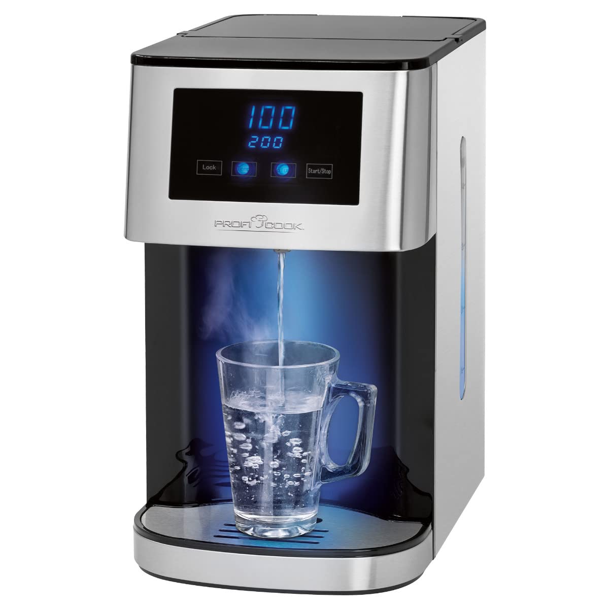 ProfiCook® Heißwasserspender | heißes Wasser in 3 Sekunden | Wasserkocher | kochendes Wasser auf Knopfdruck | Edelstahlgehäuse | LED-Display mit Sensor Touch-Bedienung | 2600 Watt | PC-HWS 1145