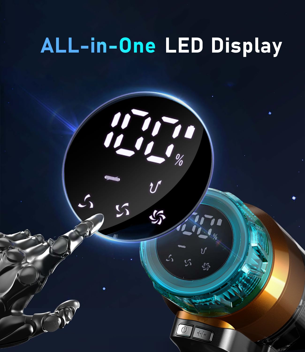 Akku Staubsauger Kabellos 55Mins Laufzeit, Wandmontierte Ladestation, Akkustaubsauger Cordless Vacuum Cleaner mit Smart Display Anti-Verhedderung-Bürste für Teppich Hartboden Tierhaare