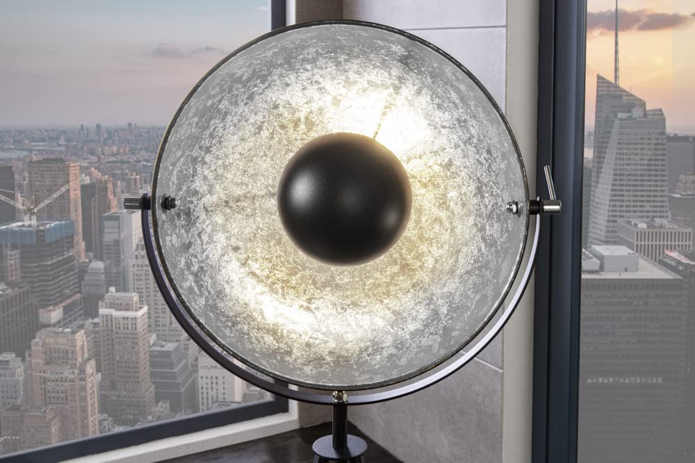 Moderne Design Stehlampe STUDIO schwarz Blattsilber Optik 145cm Stehleuchte Lampe