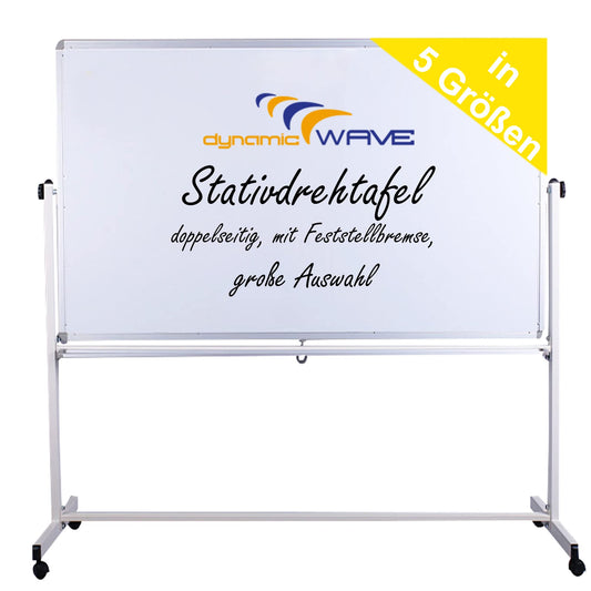 Dynamic Wave, mobiles Whiteboard magnetisch, 200 x 100 cm, doppelseitiges, Feststellbremse, Stativdrehtafel mit Aluminiumrahmen, mit Ständer u. Rollen