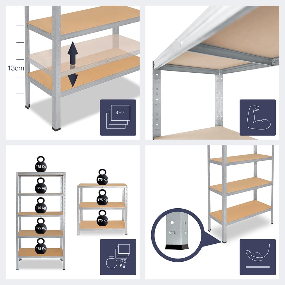 shelfplaza® 90x100x40cm Home Schwerlastregal verzinkt/Metallregal mit 3 Böden/Kellerregal Metall, Garagenregal, Werkstattregal oder Regal Lagerregal/Steckregal Metall mit 175kg Tragkraft