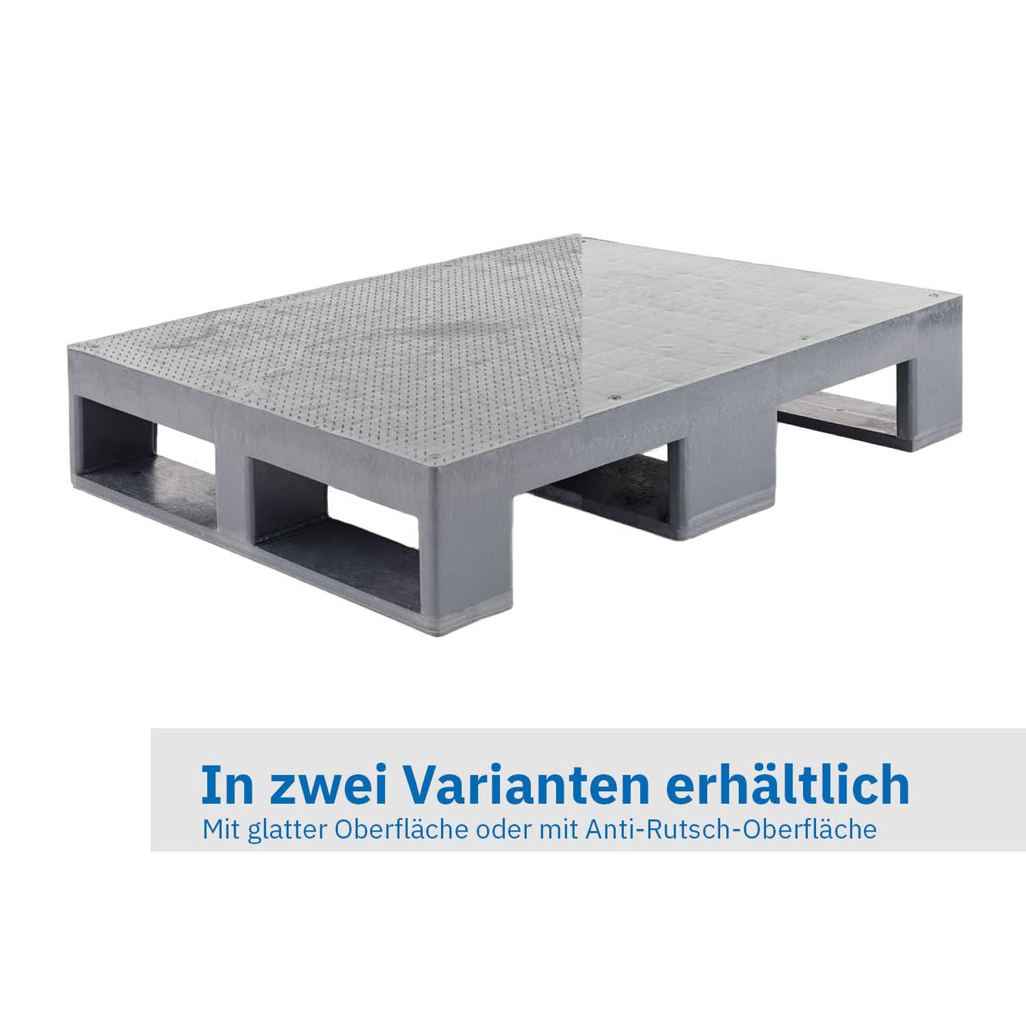 Kunststoff Halbpalette 80 x 60 im halben Europaletten-Maß | bis 2.500 kg statische Traglast | 3 Kufen | 800 x 600 mm | schwarz | ohne Holz (1, Anti-Rutsch-Oberfläche, schwarz)