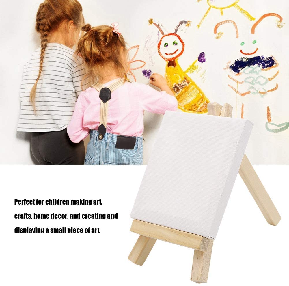 9 Stück Mini Leinwand mit Mini Staffelei, Mini Holz Dekoration Staffelei Kleine Holz Dreieck Staffelei für Display, Fotos, Visitenkarten, Fotoalben, Poster Foto Memo, Malhandwerk