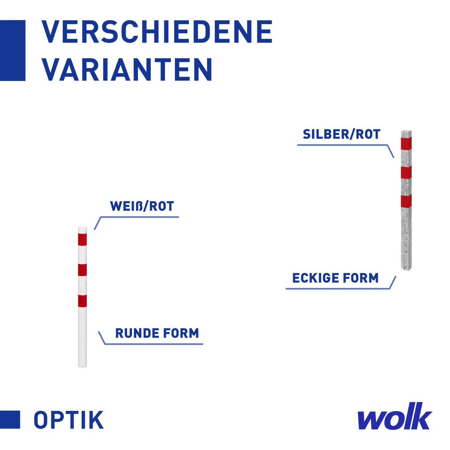 Absperrpfosten aus Stahl SPU 704 rot/weiß - herausnehmbar mit Bodenhülse, Dreikantschloss - Höhe ü. Flur: 900 mm, Vierkantpfosten: 70 x 70 mm - rote Reflexfolie - wolk