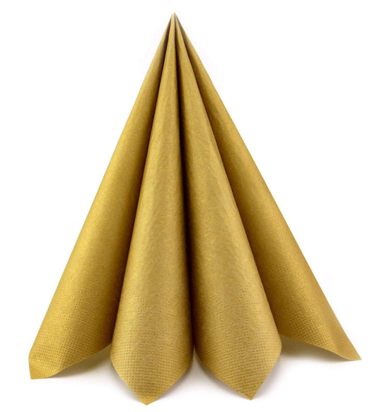 100 Stück | 40 cm Papierservietten GOLD Tissue Servietten einseitig 3-lagig Tischdekoration golden Tischdeko Deko Dinner Geburtstag Hochzeit Weihnachten