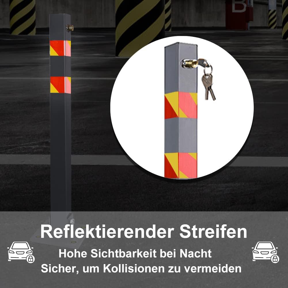 A,1pcs, Parkpfosten Absperrpfosten Mit Schlüssel Klappbar Parkplatzsperre Parkplatzsperren Hohe Sichtbarkeit Robust Standfuß Sperrpfosten Set Abnehmbarer Sicherheitspfosten