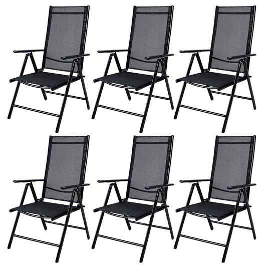 Casaria® Gartenstühle 6er Set Hochlehner Klappbar 8-Fach Verstellbar Camping Stuhl Aluminium Wetterfest Klappstuhl 120kg Belastbarkeit Garten Balkon
