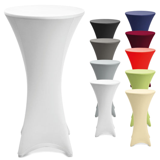 Beautissu Strech Husse für Stehtische Ø 80-85 cm – Stella elastischer Strechüberzug Tischhusse für Bistrotische – Stehtischhusse für Hochzeit, Geburtstag, Taufe etc - Edle Stehtisch Hussen in Weiß