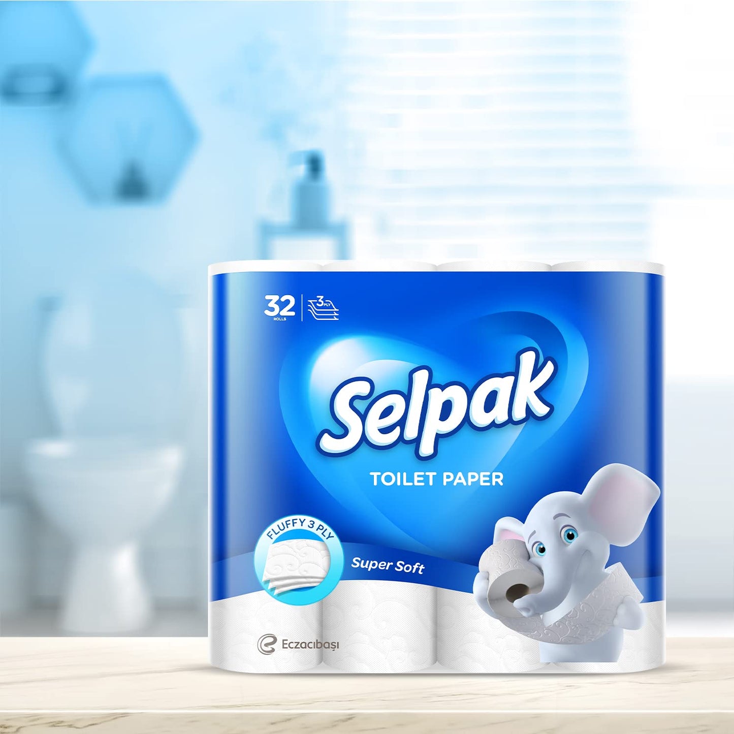 Selpak Toilettenpapier 3-lagig, 4480 Blatt Klopapier 100% reine Zellulose, Extra Weich und Stark, Toilet Paper, Wc Papier, 96 Rollen (3x32 Rollen)