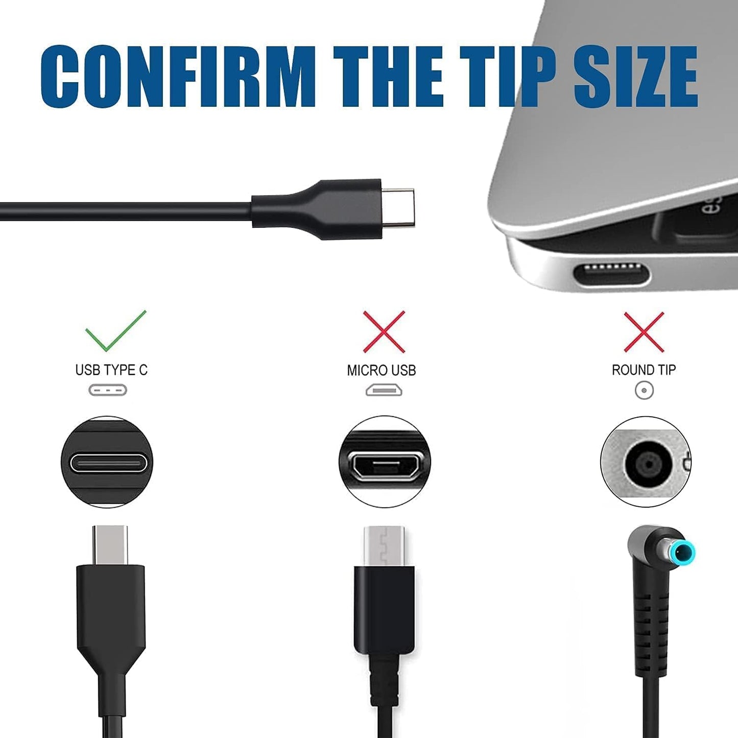 65W USB C Ladegerät Netzteil für HP Elitebook Spectre Chromebook Probook Pavilion X360 X2 ; Lenovo ThinkPad Yoga, Dell Latitude, MacBook Pro Air, Acer, Samsung Galaxy, Huawei Matebook AC Adapter