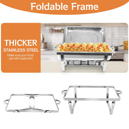 Snowtaros Chafing Dish Set, Wärmebehälter für Speisen, 9L Edelstahl Warmhaltebehälter Essen, Speisenwärmer für Buffet, Partys, Hochzeiten (2PCS, 2 x GN 1/1)