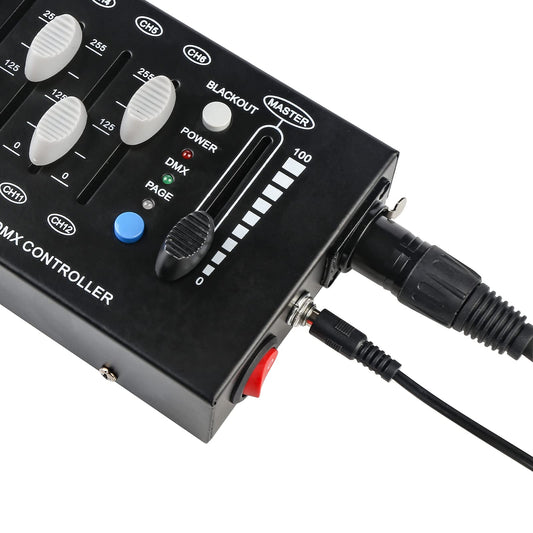 Dmx Controll Lichtmischpult, Dimmer Dmx Controller 12 Kanäle Dimmer Konsole, Mini Tragbarer Dmx512 Controller Klein Lichtpult Dmx Steuerung für Par Lights Fog Machine DJ Disco Licht Dmx Controler