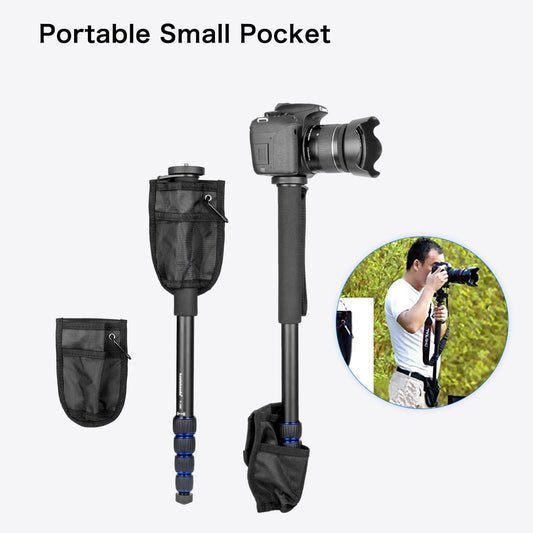 Koolehaoda Ausziehbares Kamera-Einbeinstativ aus Aluminiumlegierung mit Stativstützbasis, 5-teilig, 52 cm – 168 cm, verstellbar für DSLR-Kamera-Camcorder-Video, Nutzlast bis zu 7 kg. K-288+M3