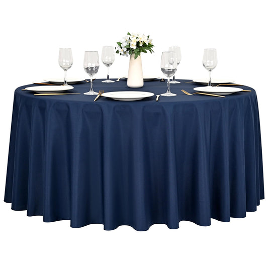1 Stück Polyester-Tischdecke Dunkelblaue,228 cm Rund, Waschbar,Knitterresistent,Verblasst Nicht Tischdecke Tischdekoration für Hochzeit Party Restaurant Bankett (Dunkelblaue)