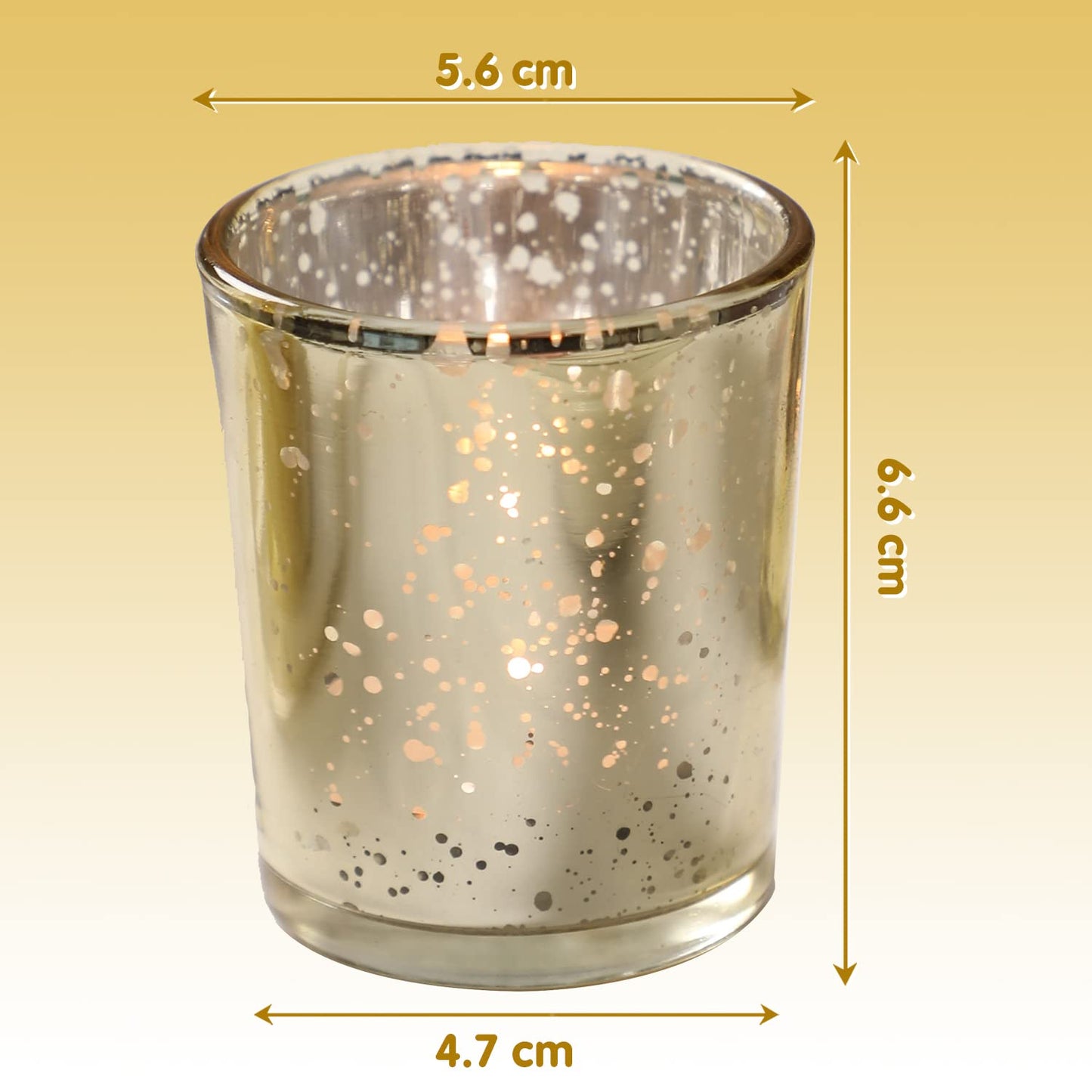 Gold Teelichtgläser 12er Set, Gefleckt Teelichthalter Glas, Votivkerzenhalter, Perfekte Tafelaufsätze für Hochzeit Part Heimdekoration