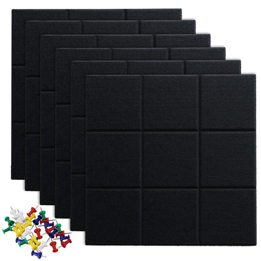 Uoisaiko Große Filz Pinnwand Selbstklebend mit 30 Pinnnadeln, 6 Stück 30x30cm Filzboard Memotafeln Memo Boards Bulletin Board Wanddekoration für Büro Küche, Fotos Memos