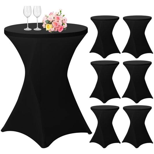 6er-Set Stretch Stehtisch Husse für Bistrotisch Ø 80-85 cm Spandex Stretch Tischdecke, Verstärkung im Fußbereich, Für Hochzeit Geburtstagsfeier Hussen für Stehtische und Bistrotische(80×110cm,Schwarz)