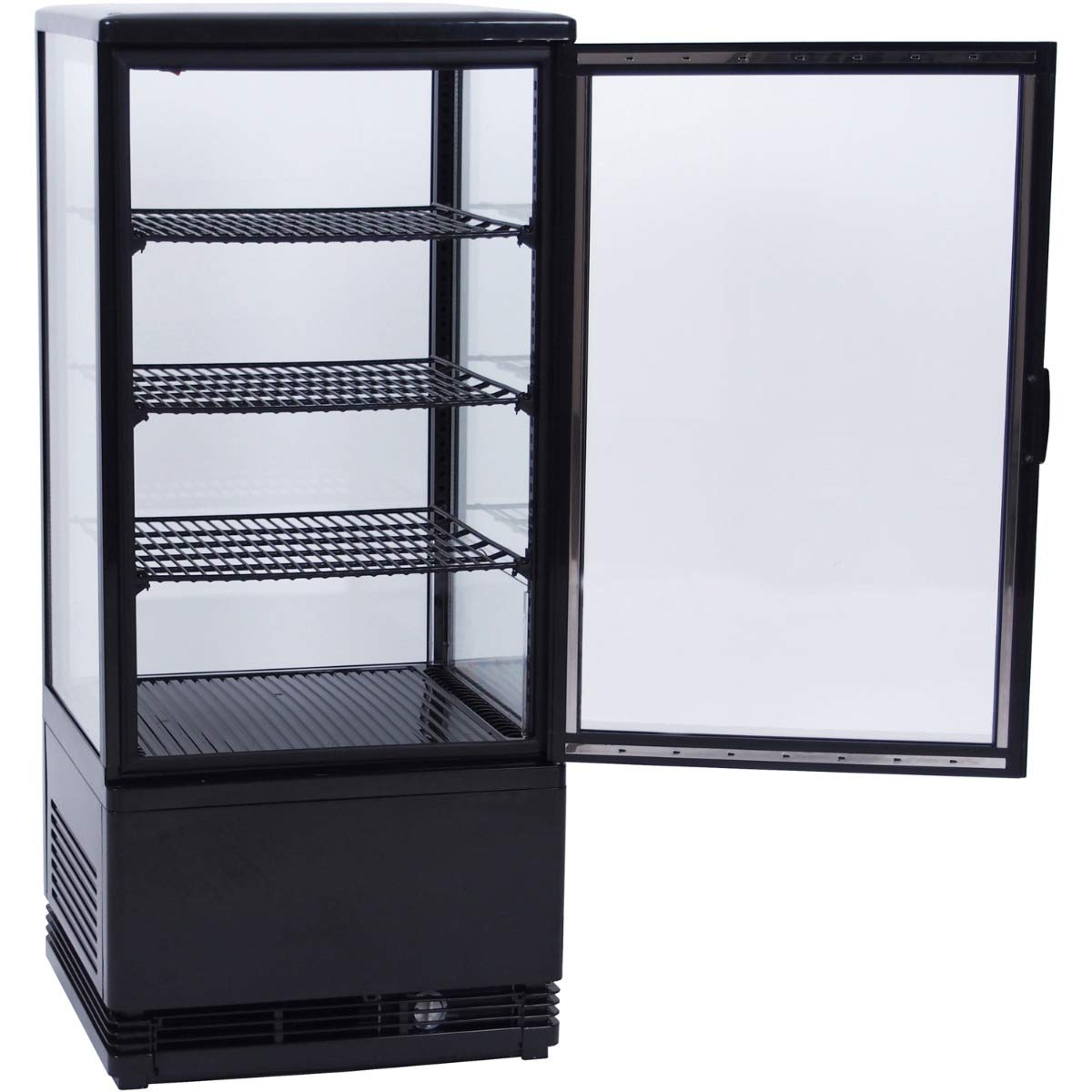 ZORRO - Kühlvitrine schwarz Kuchenvitrine Gastro - 80 Liter - R600A - 4-Seitig Doppelverglast