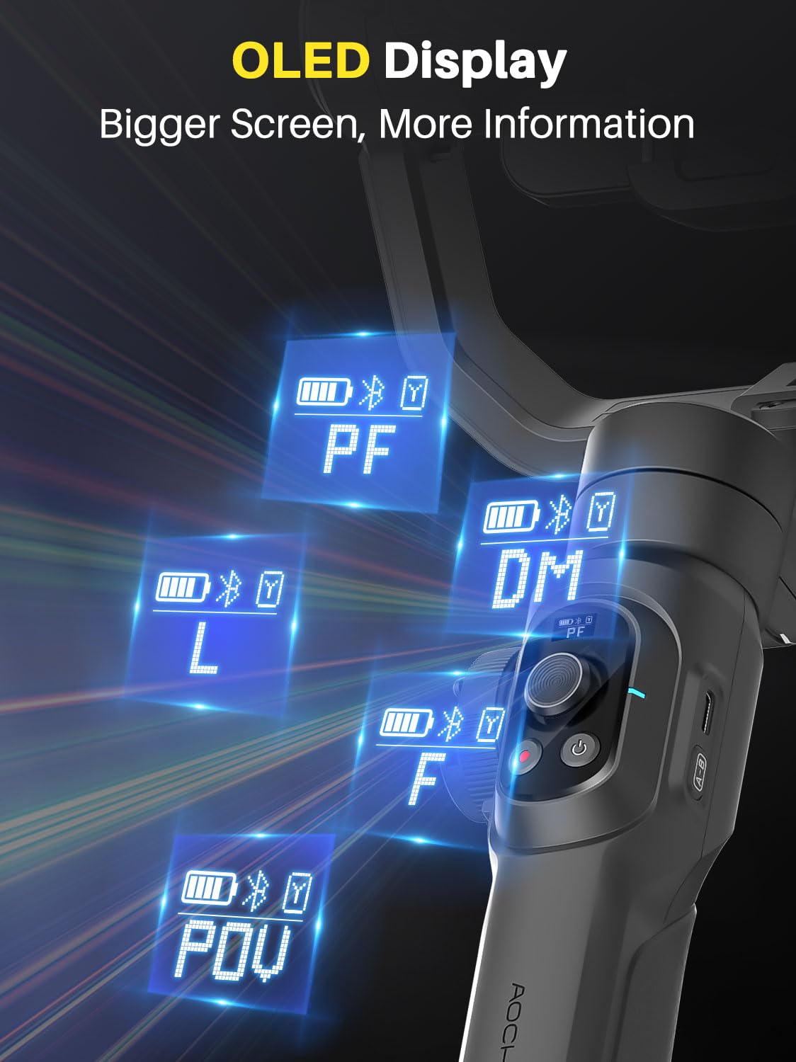 Professioneller Gimbal-Stabilisator für Smartphones, integrierte 18-cm-Verlängerung und leistungsstarkes Fülllicht, Gesichts Objektverfolgungsstabilisator, 3-Achsen-Gimbal für iPhone, AOCHUAN Smart S2