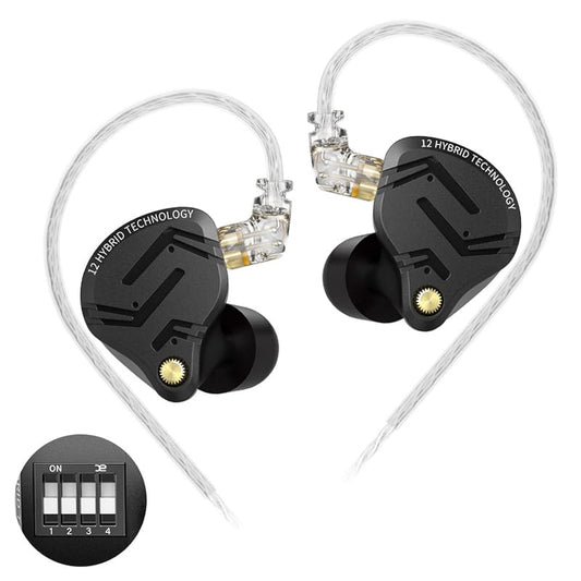 Yinyoo KZ ZS12 PRO X In Ear Monitor Kopfhörer Kabel,1DD 5BA 4-Schalter-Abstimmung IEM,Super Linearer Treiber für Kraftvolle Bässe,HiFi Kopfhörer für Spiele, Musiker, Gaming