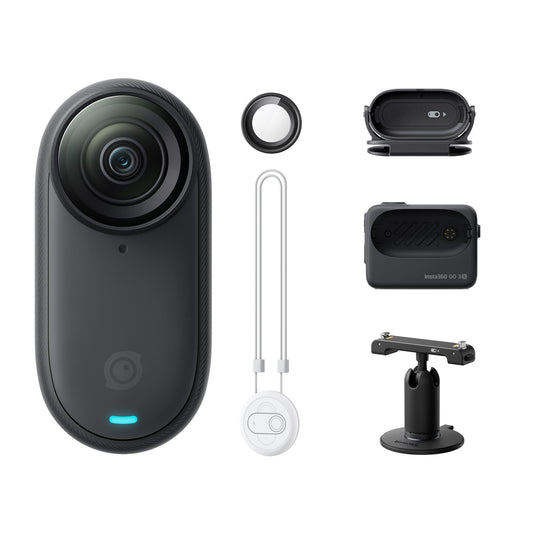 Insta360 GO 3S 128 GB - Tragbare 4K Mini-Kamera, Freihand-POVs, Überall anbringbar, Stabilisierung, 140 min Akku, 10 m wasserdicht, KI-Bearbeitung, Apple Find My, Schwarz, für Vlogs, Reisen, Outdoor
