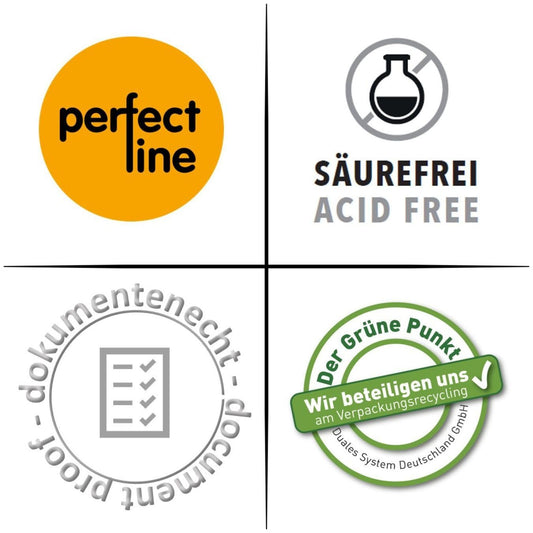 perfect line - 100 Aktenhüllen DIN-A4 - starke 90 my, transparent, genarbt - Top Qualität - dokumentenecht, säurefrei