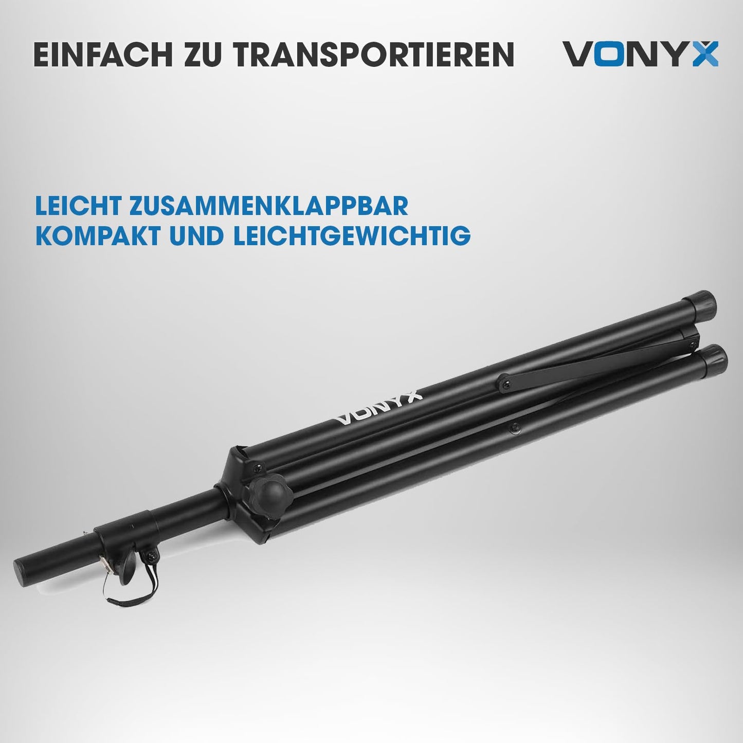 Vonyx LS04 Pro Lautsprecherständer bis 80 KG, Höhenverstellbar bis 2M. Boxenstativ mit Sicherheitsstift, Lautsprecher Stativ, Stative Hochständer Boxen Stativ Speaker Stand, Schwarz