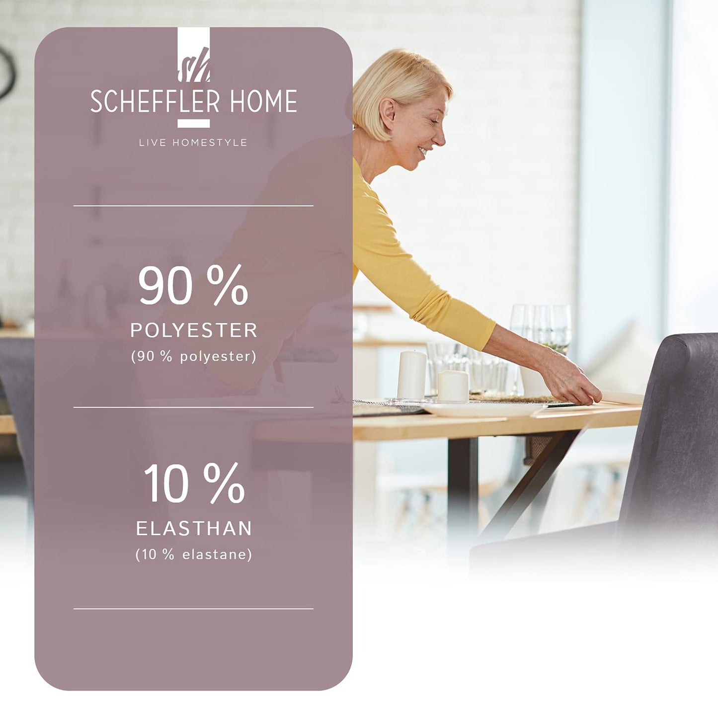 SCHEFFLER-Home Stuhlhussen Leon Beige/elastische Wildleder Hussen für Stühle/robuste Freischwinger Hussen/Stuhlhussen Stretch & Lederoptik/Stuhl Hussen waschbar