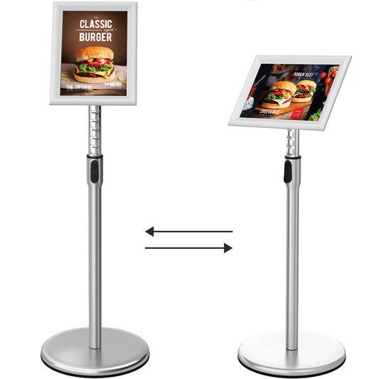 FoxRose Infoständer DIN A4 210x297mm Höhenverstellbar Edelstahl informationsständer Aufsteller Kundenstopper Plakatständer Präsentationsständer Werbeständer (Silber, A4)