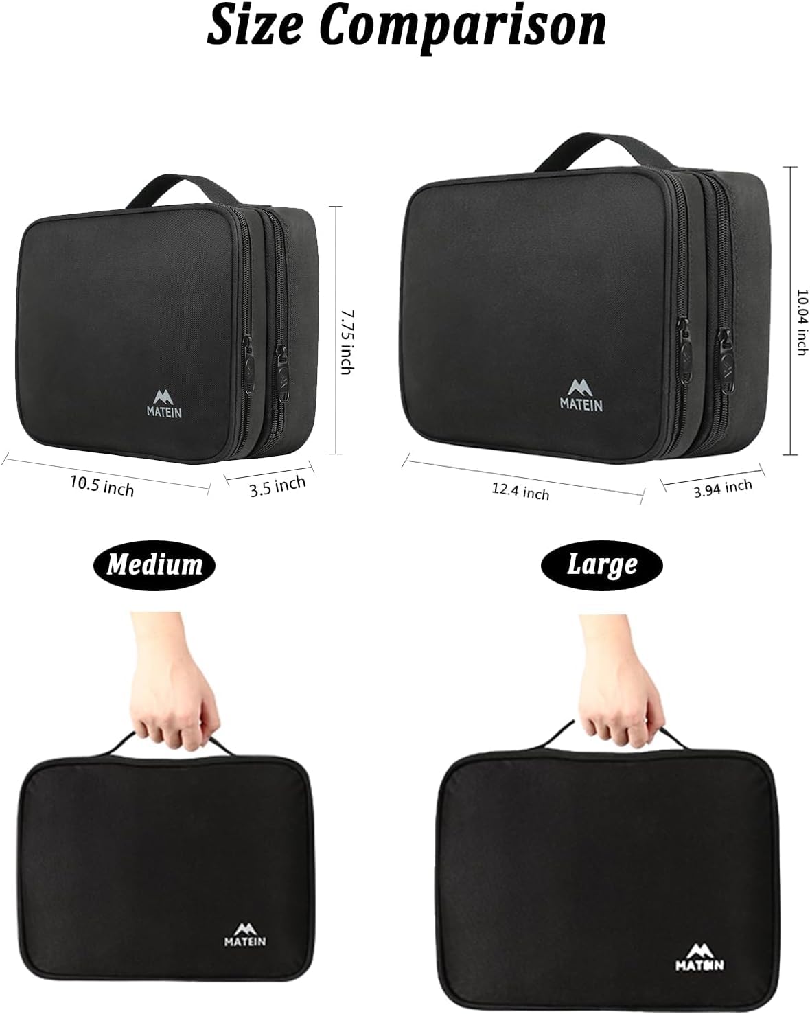 MATEIN Kabel Organizer Tasche, GroßE Kabeltasche Organizer Tech Pouch, Wasserabweisend Elektronik Tasche Cable Organizer Travel Bag für IPAD, Ladegerät, Powerbank, Schwarz
