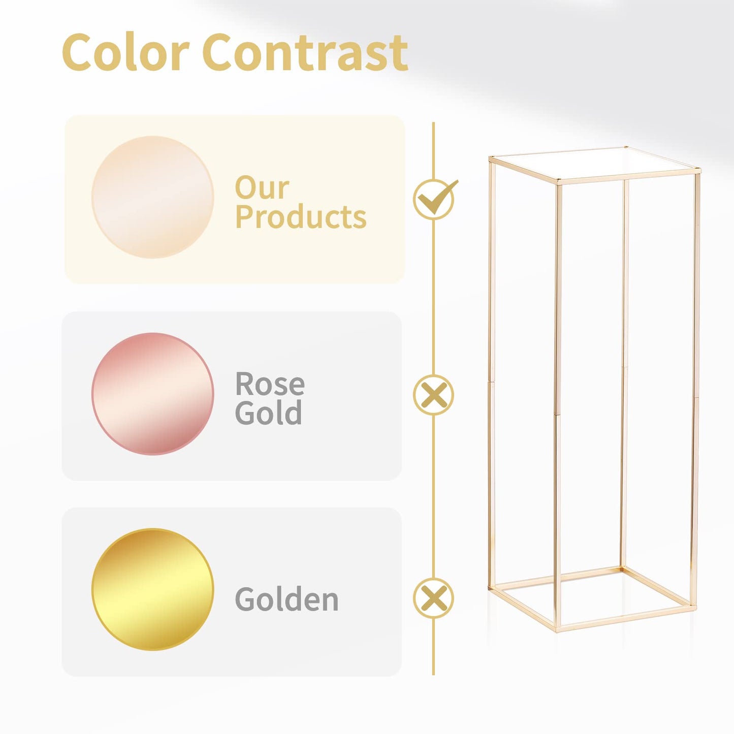Nuptio Gold Hochzeit Tafelaufsätze für Tische mit Acrylplatte - 3 Stück Hohe Goldene Vase für Tafelaufsätze Säule Blumenständer für Hochzeiten Partei Nach Hause Dekorationen (60cm/80cm/100cm)