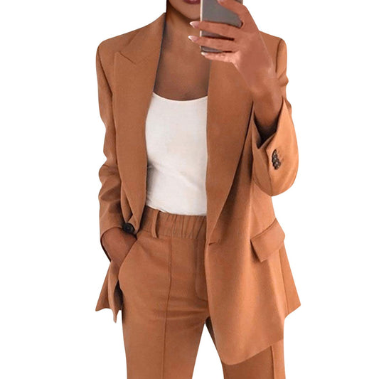 Generisch Blazer Damen Elegant Elegantes Outfit Damen Komplett Business Outfit Damen Elegantes Outfit Damen Komplett Hosenanzug Damen Sportlich Casual Outfit Damen Karo Jacke Damen Beige M