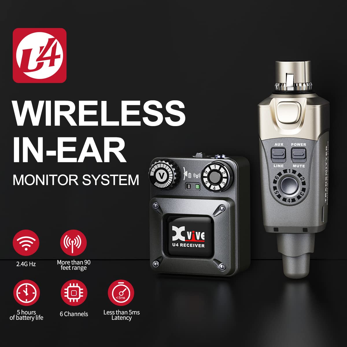 Xvive U4R Drahtloses In-Ear-Monitor System Nur Empfänger