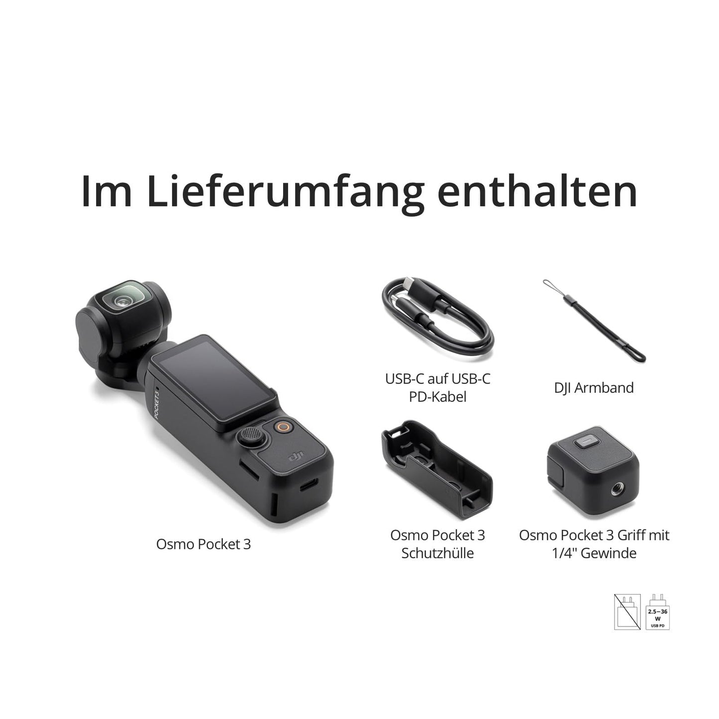 DJI Osmo Pocket 3, Vlogging-Kamera mit 1-Zoll-CMOS und 4K/120 fps Video, 3-Achsen-Stabilisierung, schnelles Scharfstellen, Gesichts/Objektverfolgung, kleine Videokamera für Fotografie
