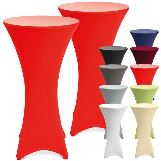 Beautissu 2er Set Stretch Stehtisch Hussen 80cm Rot – Waschbar Bügelfrei Stehtisch Hussen für Stehtische Stehtischhussen rutschfest Verstärkung Fußbereich Tischhusse Tischdecke Stehtisch – Stella