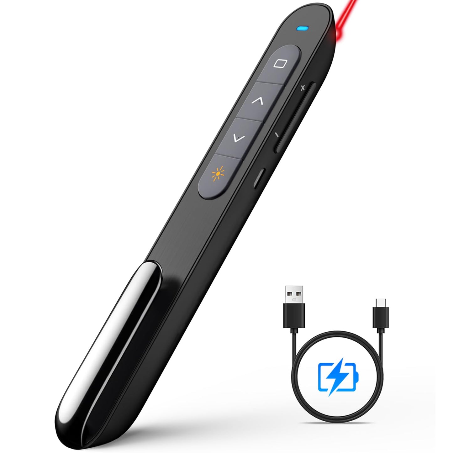 NORWII N76 Wireless Presenter Wiederaufladbar mit einer Reichweite von 300 Fuß, Hyperlink USB Powerpoint Remote-Präsentations-Clicker Laserpointer Wiederaufladbar 2,4 GHz (Schwarz)