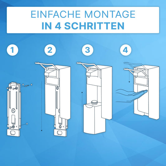 1x ARNOMED Desinfektionsspender Aluminium, Seifenspender für 500ml, kurzer Armhebel, Seifenspender zur Wandbefestigung, Eurospender für Desinfektionsmittel, Soap Dispenser, Desinfektionsmittelspender