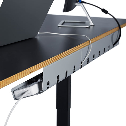 PAMO Kabelkanal Schreibtisch 3er Set zur einfachen Montage untertisch I inkl. 10x Klett Kabelbinder und Kabel-Clips I Schreibtisch Organizer für Büro/Home Office Tisch