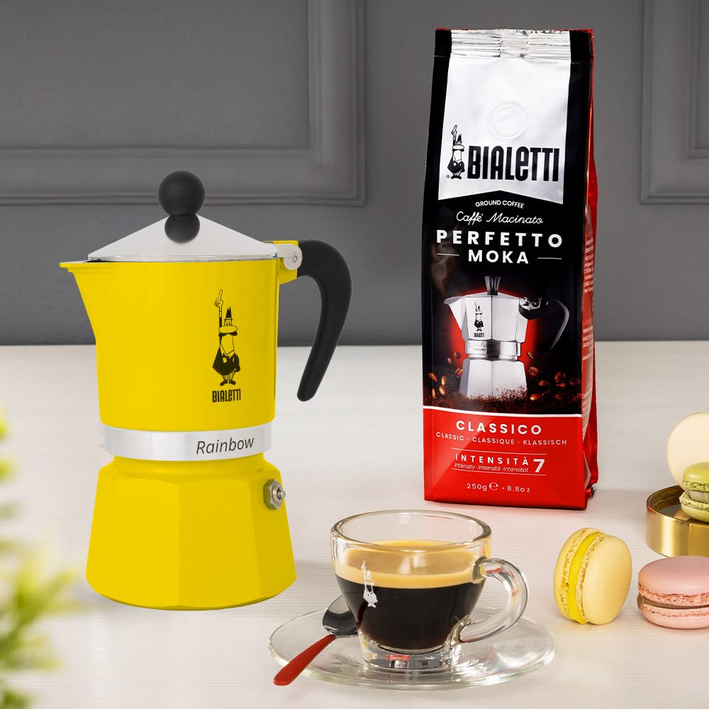 Bialetti 4981 Rainbow Caffettiera Colorata, Alluminio, Giallo, 1 Tasse, Gelb