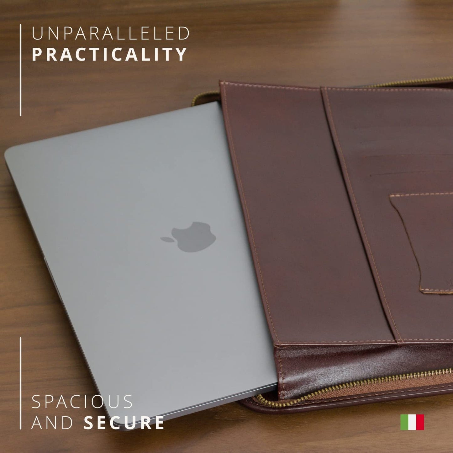 Konferenzmappe A4 aus 100% vollnarbiges Leder mit Reißverschluss - handgefertigt in Italien von erfahrenen Handwerkern - Navy